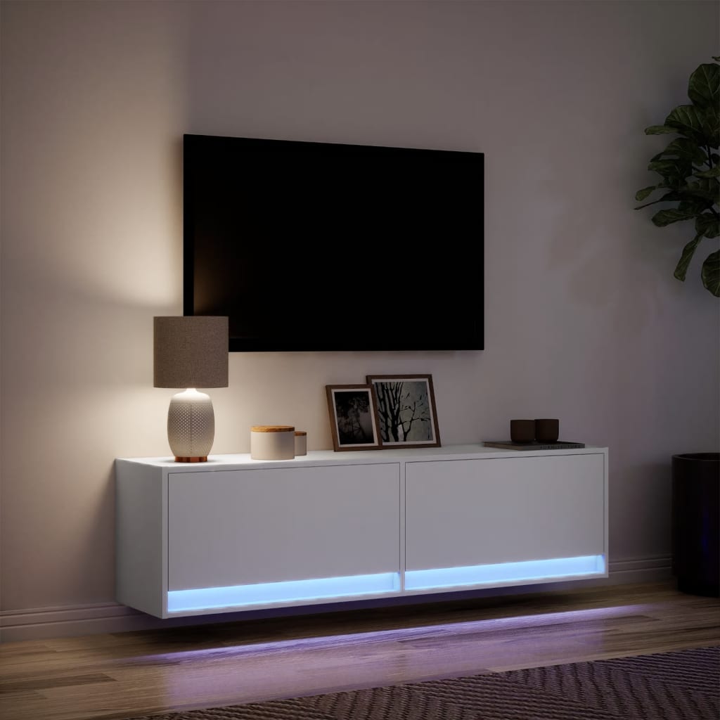 TV-Møbel Hvit TV-benk med LED 140x31x38 cm