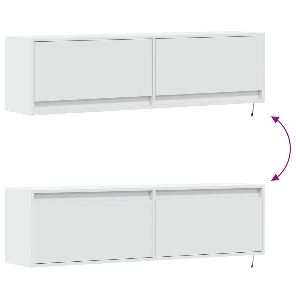 TV-Møbel Hvit TV-benk med LED 140x31x38 cm