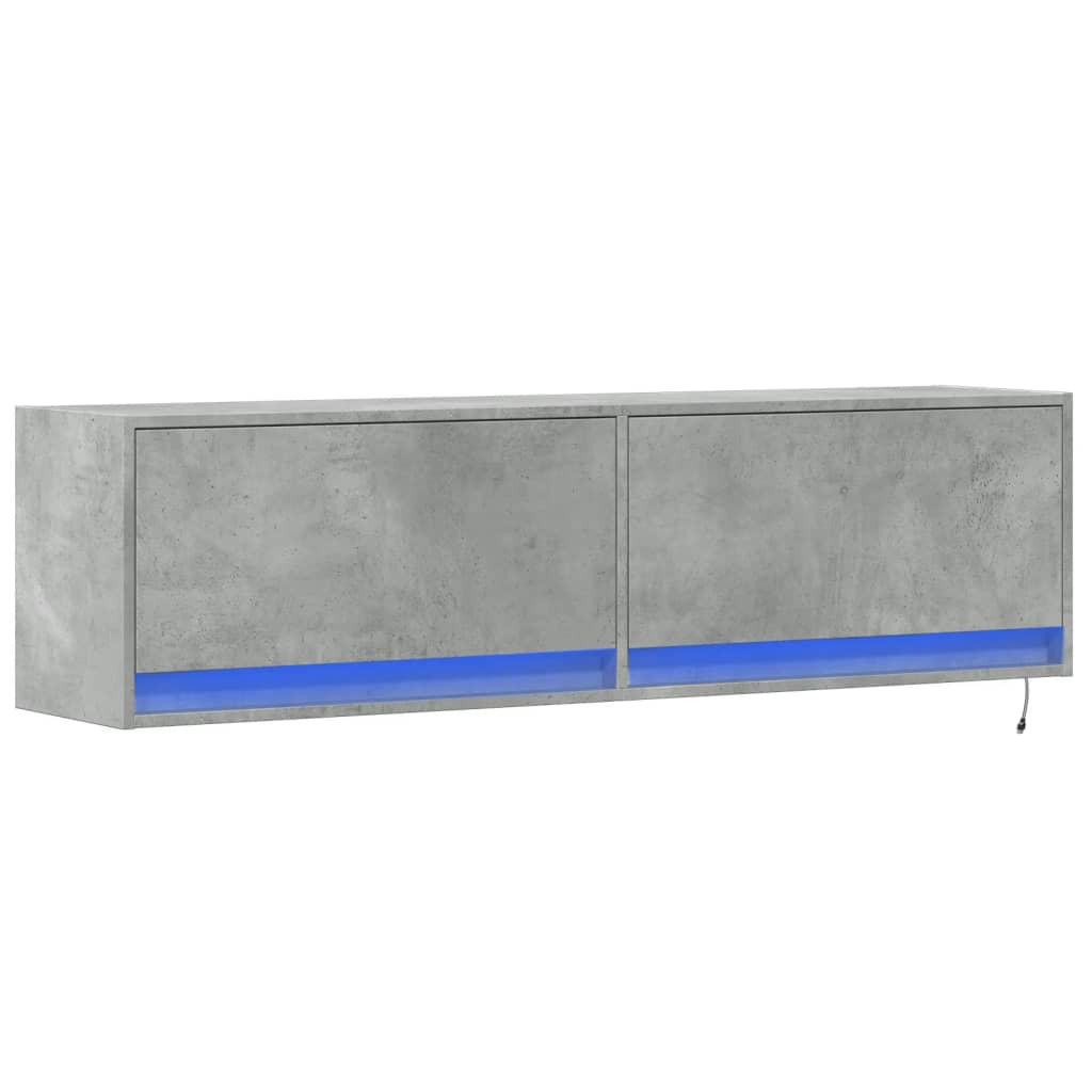 TV-Møbel Betonggrå TV-benk med LED-lys 140x31x38 cm