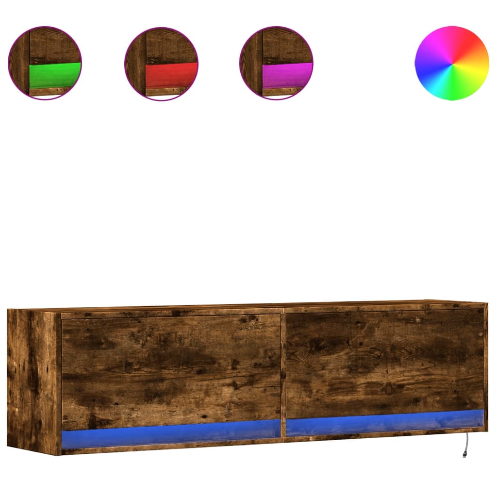 TV-Møbel Røkt EikTV-benk med LED 140x31x38 cm