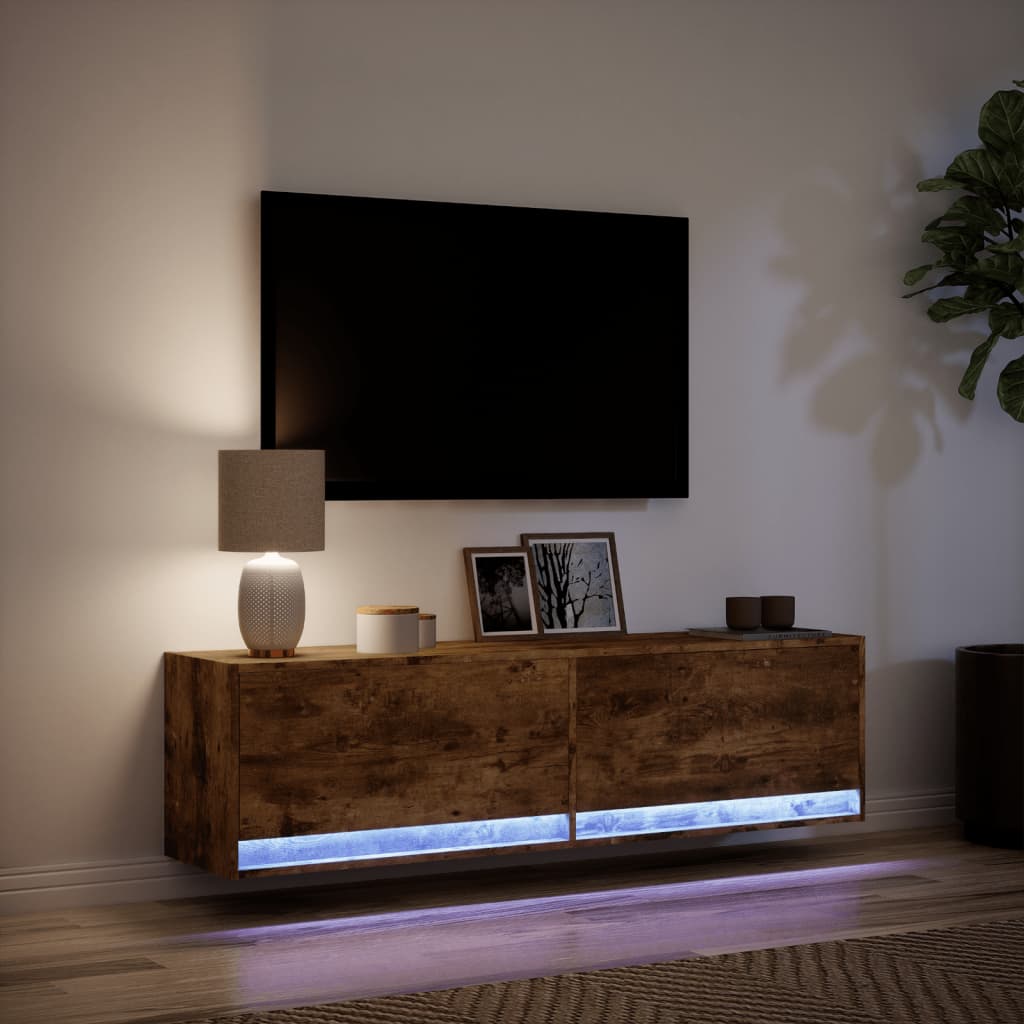 TV-Møbel Røkt EikTV-benk med LED 140x31x38 cm
