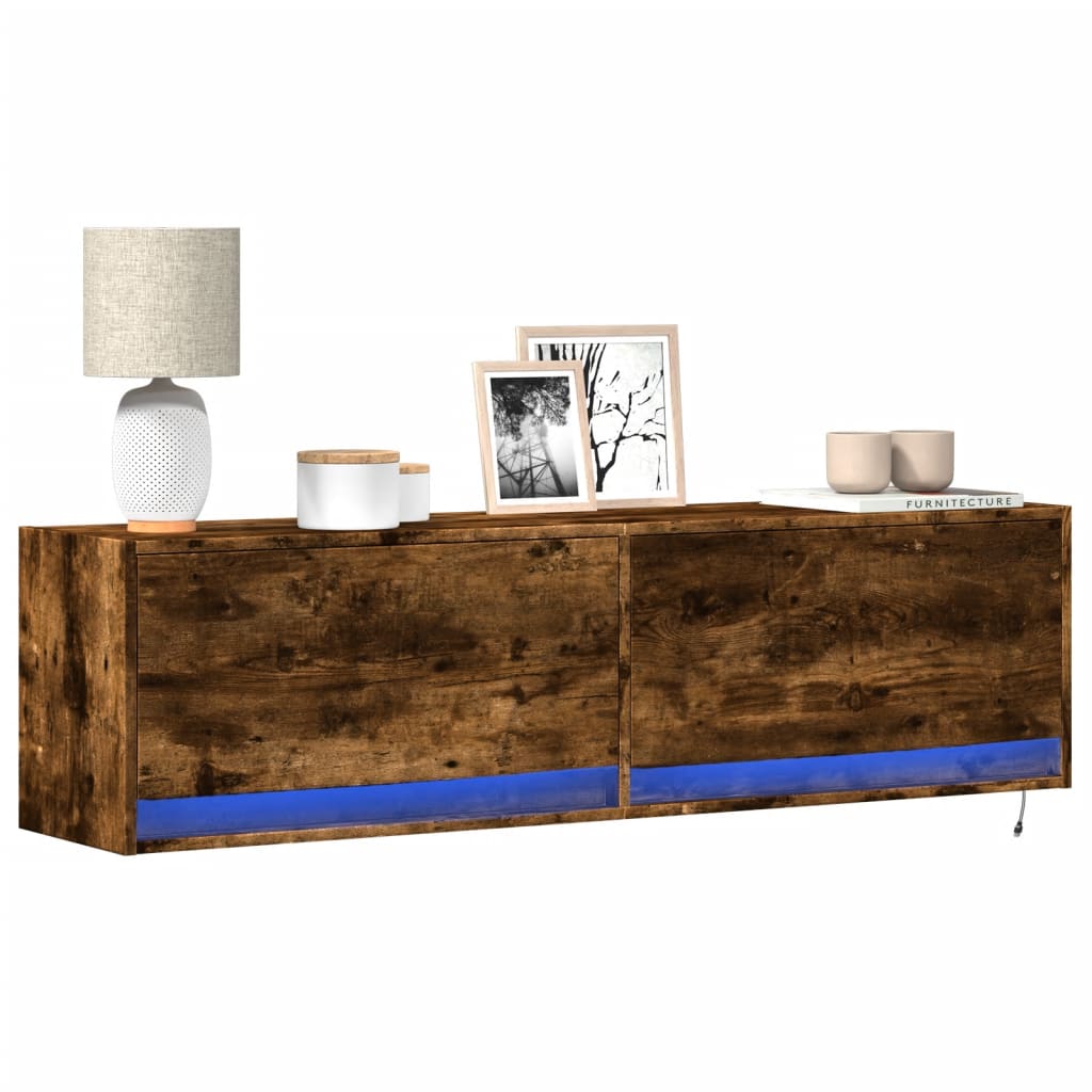 TV-Møbel Røkt EikTV-benk med LED 140x31x38 cm