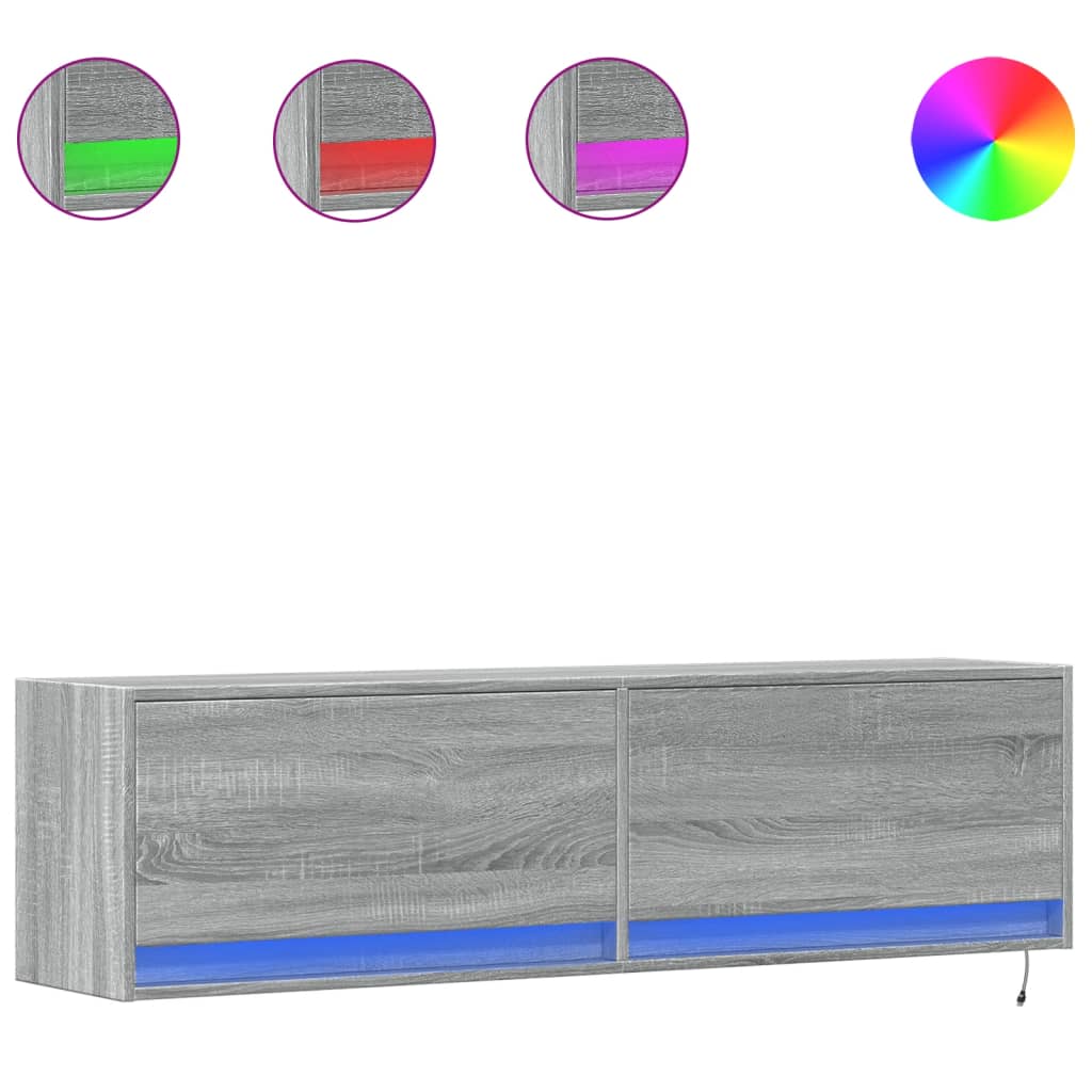 TV-Møbel Sonoma Grå TV-benk med LED 140x31x38 cm