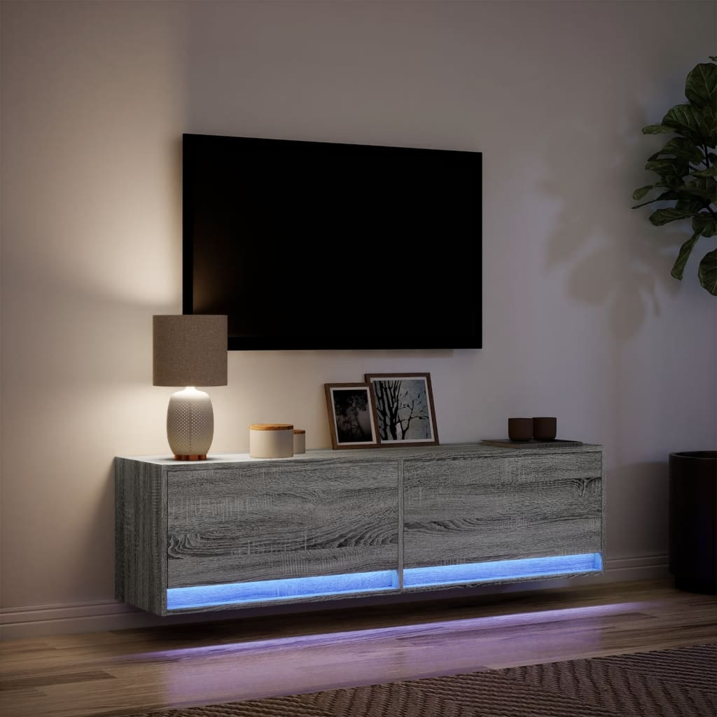 TV-Møbel Sonoma Grå TV-benk med LED 140x31x38 cm