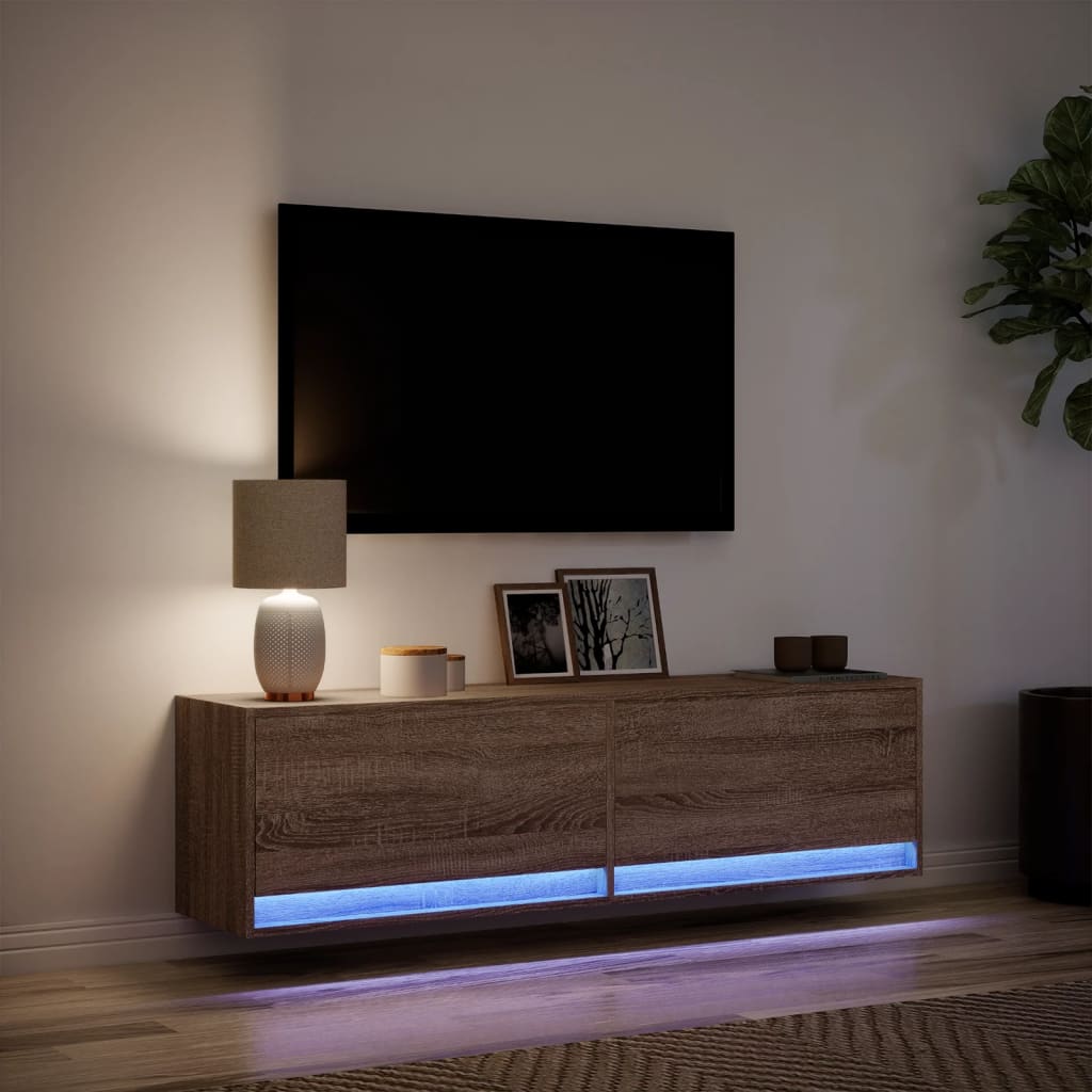 TV-Møbel Brun Eik TV-benk med LED 140x31x38 cm