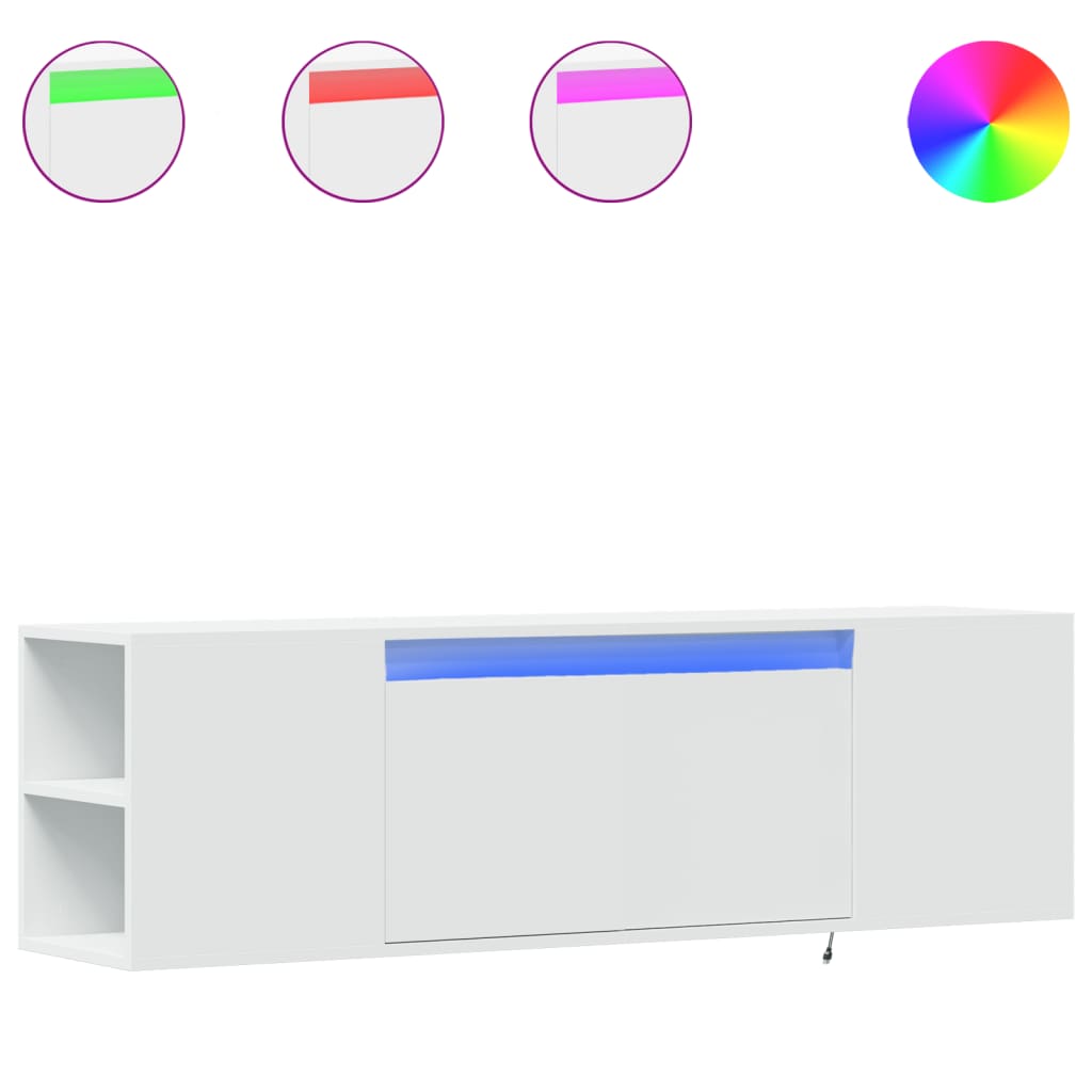 TV-Møbel Hvit TV-benk med LED 135x31x39,5 cm