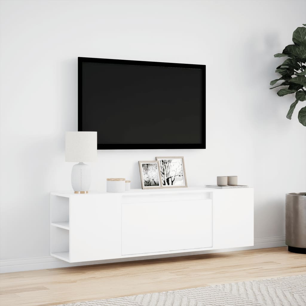 TV-Møbel Hvit TV-benk med LED 135x31x39,5 cm
