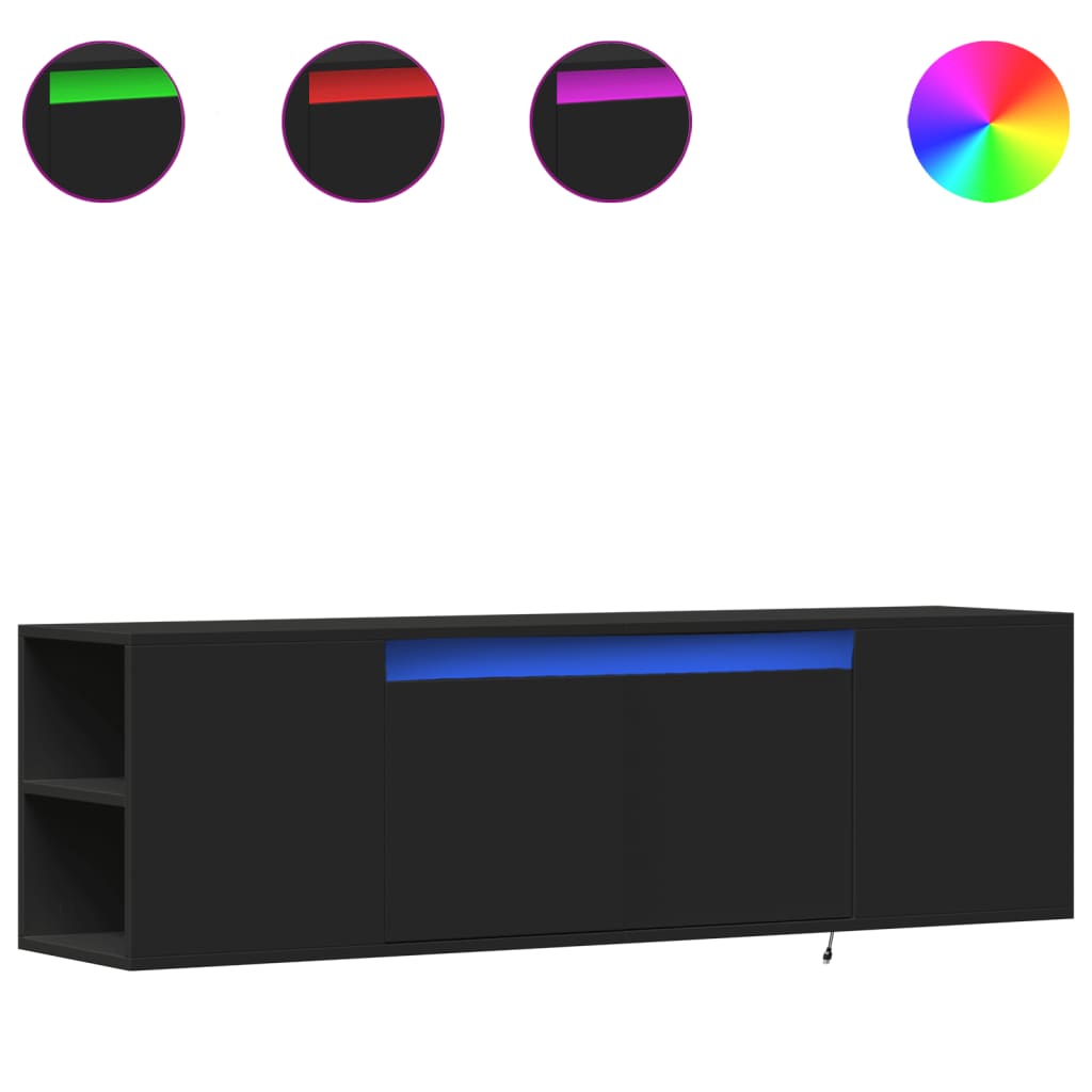 TV-Møbel Svart TV-benk med LED 135x31x39,5 cm