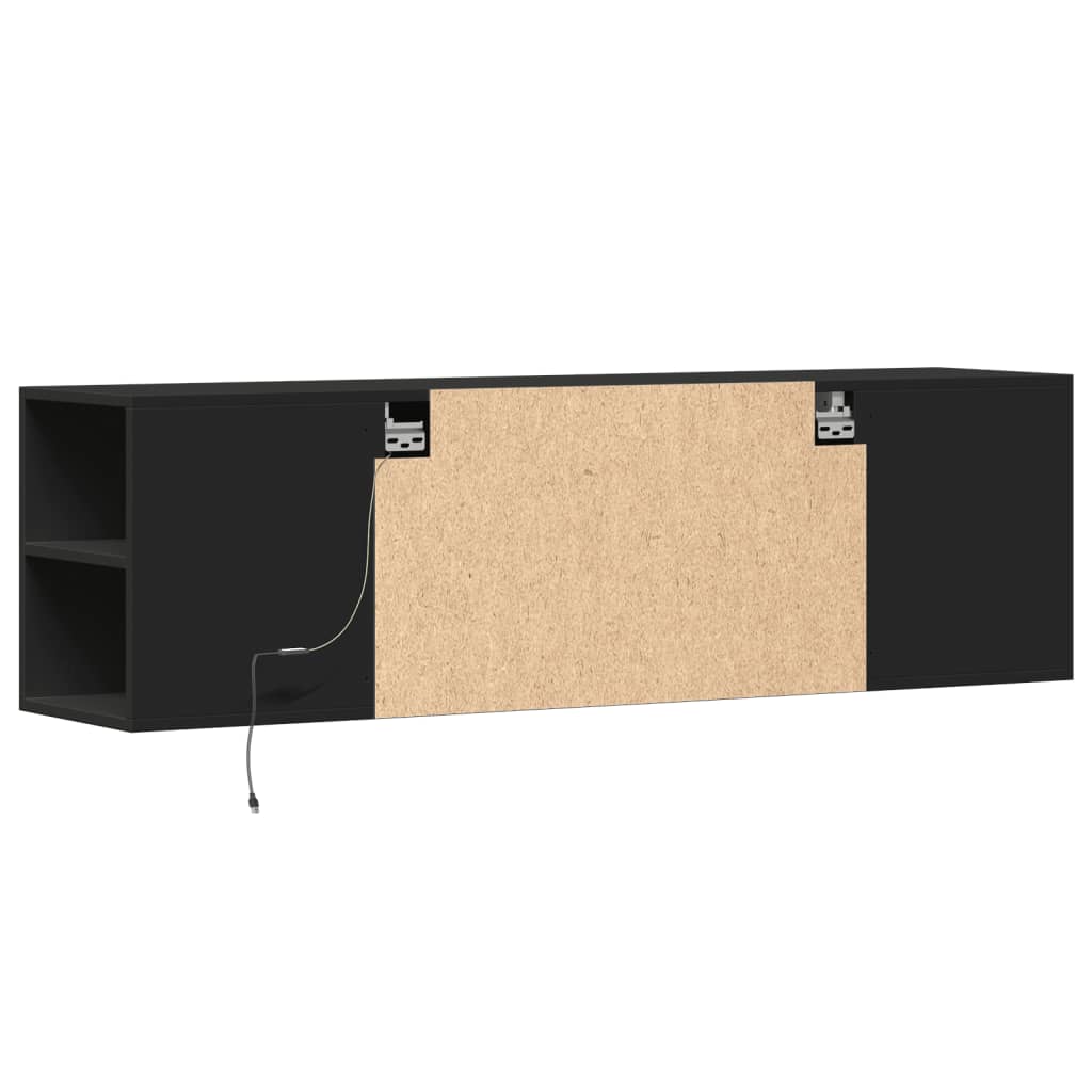 TV-Møbel Svart TV-benk med LED 135x31x39,5 cm