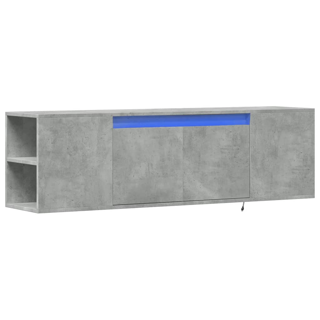 TV-Møbel Betonggrå TV-benk med LED-lys 135x31x39,5 cm
