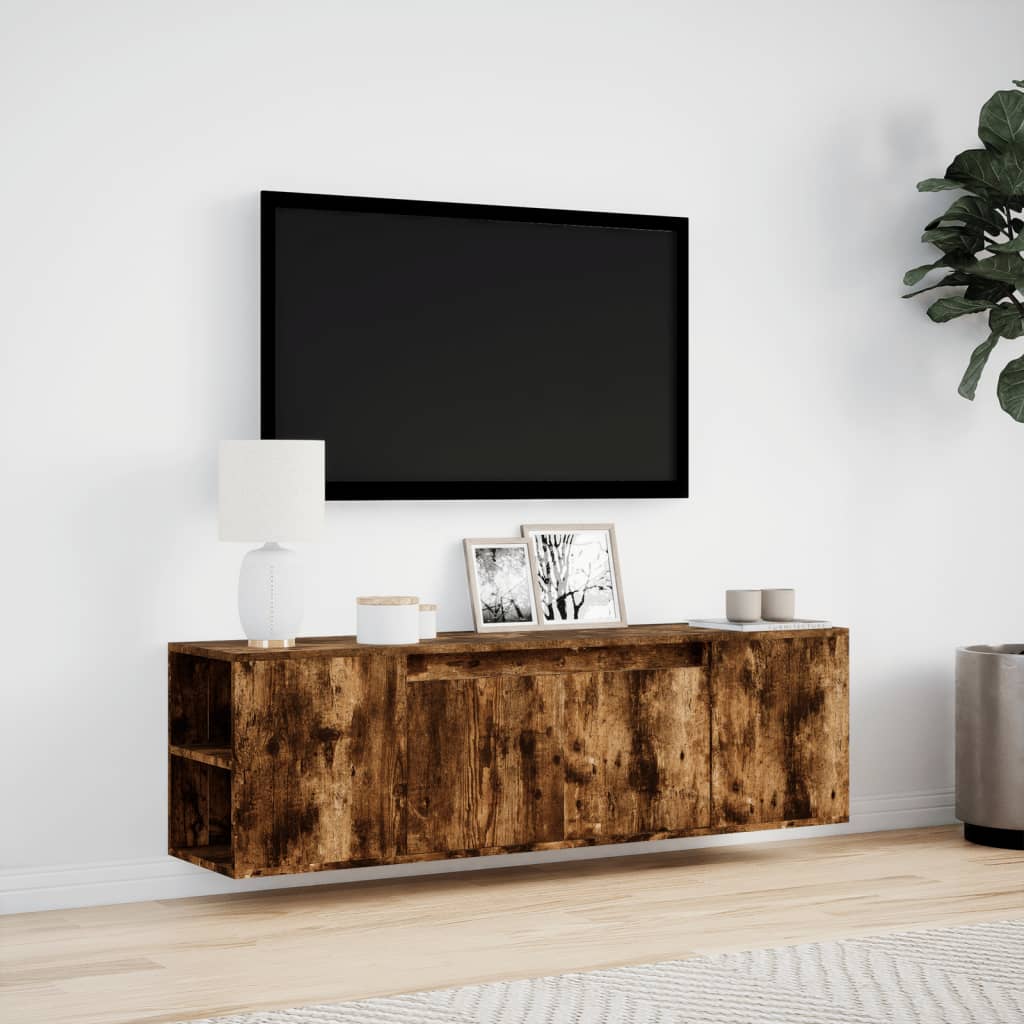 TV-Møbel Røkt EikTV-benk med LED 135x31x39,5 cm