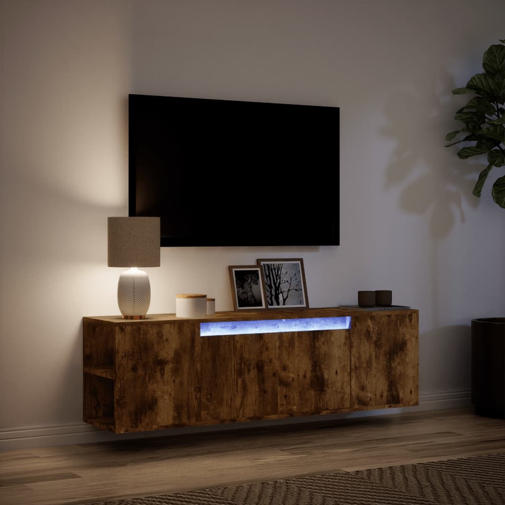 TV-Møbel Røkt EikTV-benk med LED 135x31x39,5 cm