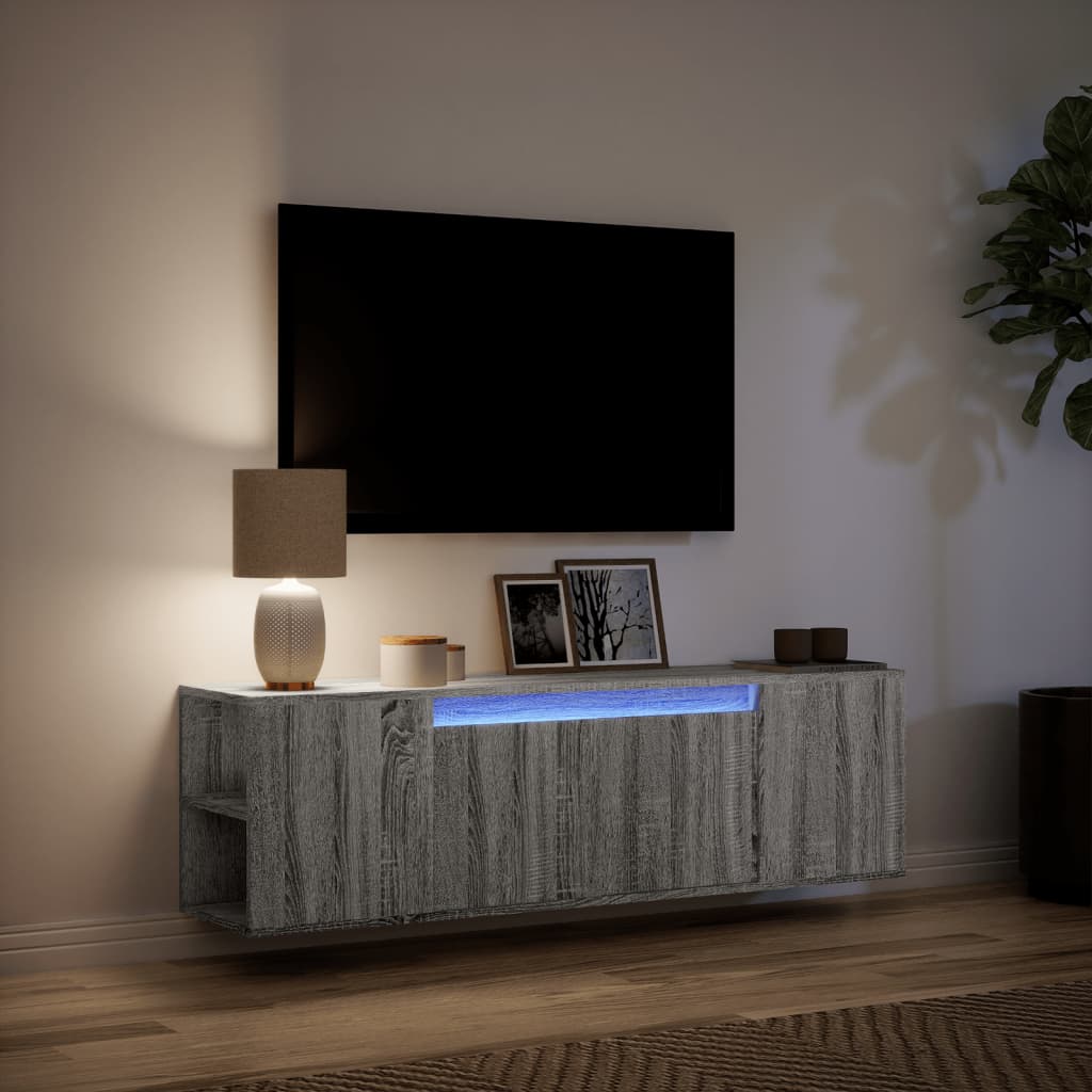 TV-Møbel Sonoma Grå TV-benk med LED 135x31x39,5 cm