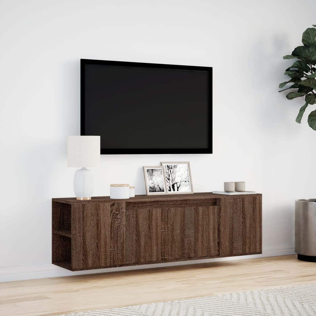 TV-Møbel Brun Eik TV-benk med LED 135x31x39,5 cm