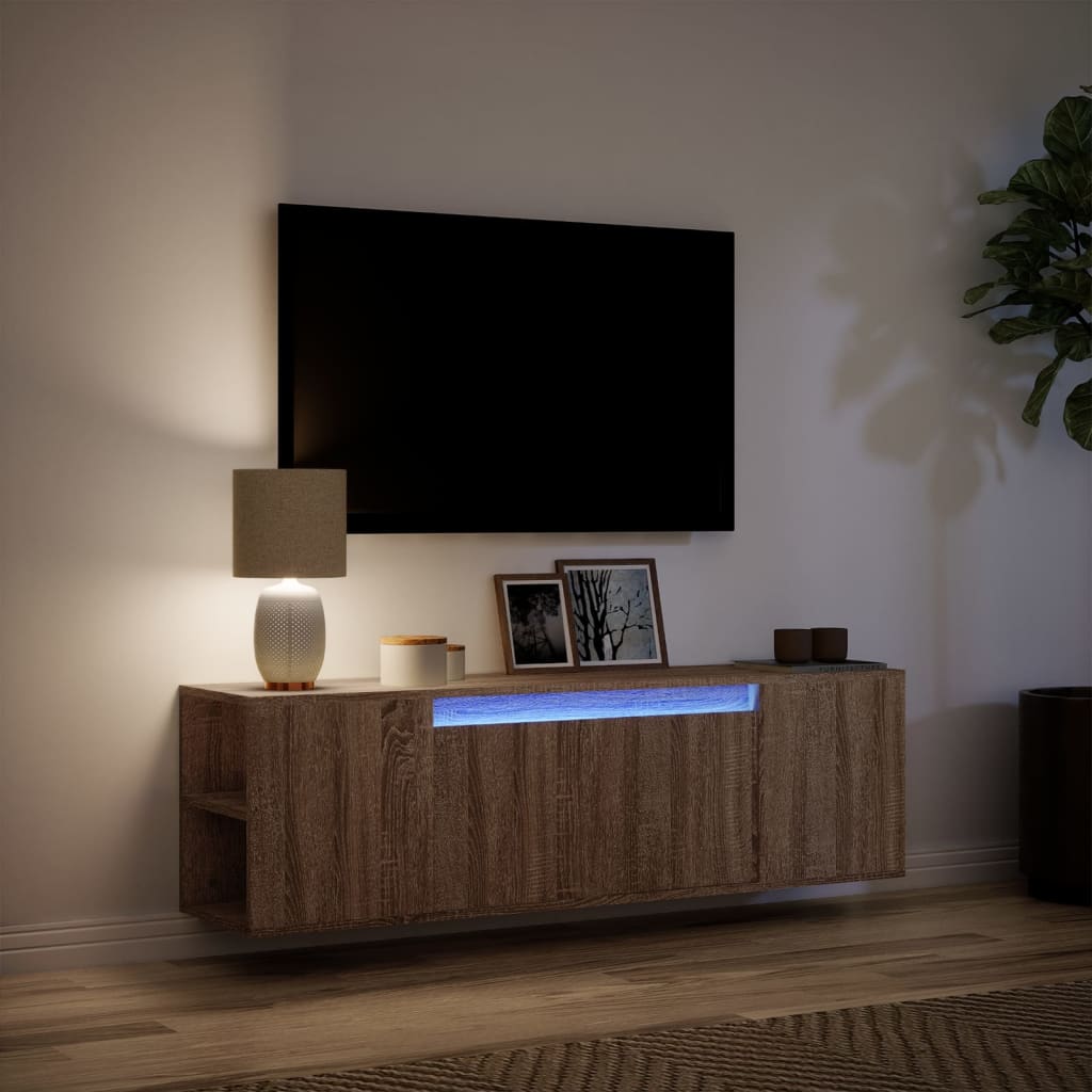 TV-Møbel Brun Eik TV-benk med LED 135x31x39,5 cm
