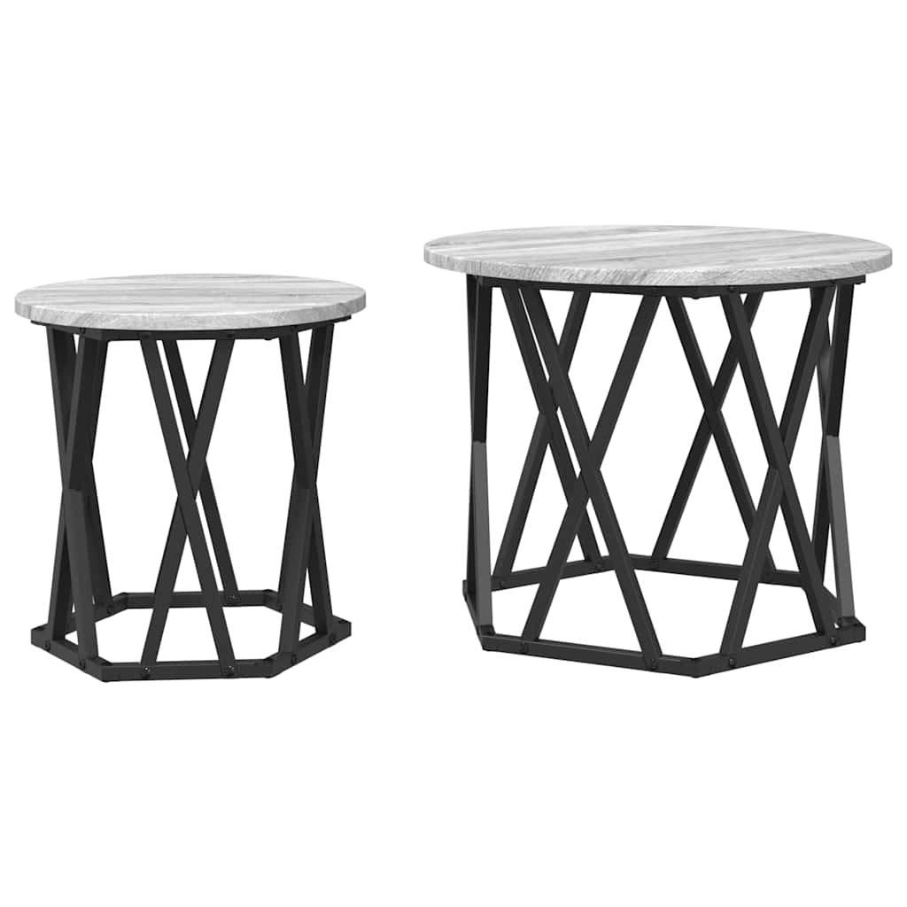 Stablende Sidebord 2 stk Grå Sonoma Ingeniørtre