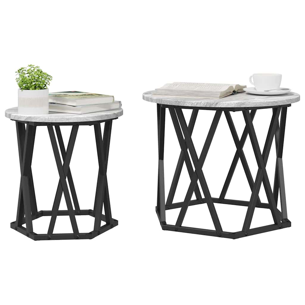 Stablende Sidebord 2 stk Grå Sonoma Ingeniørtre