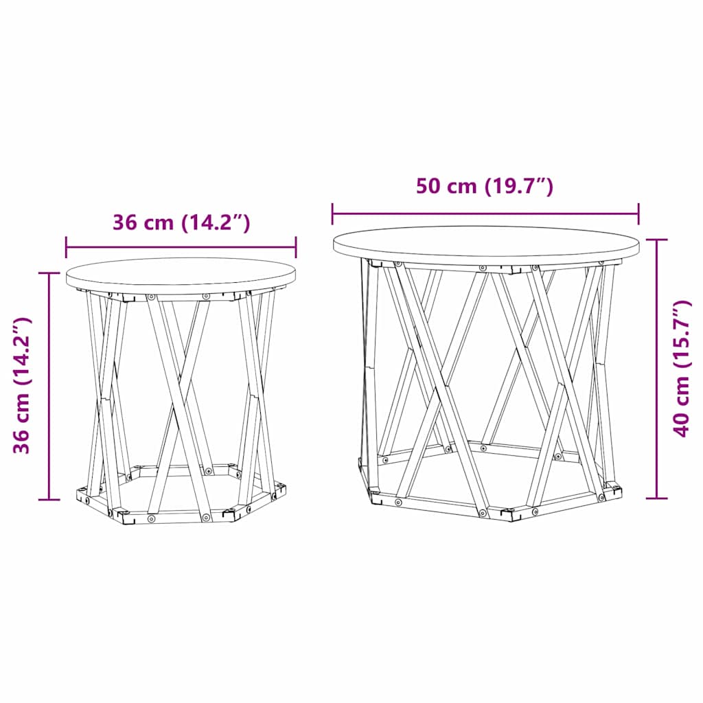 Stablende Sidebord 2 stk Grå Sonoma Ingeniørtre