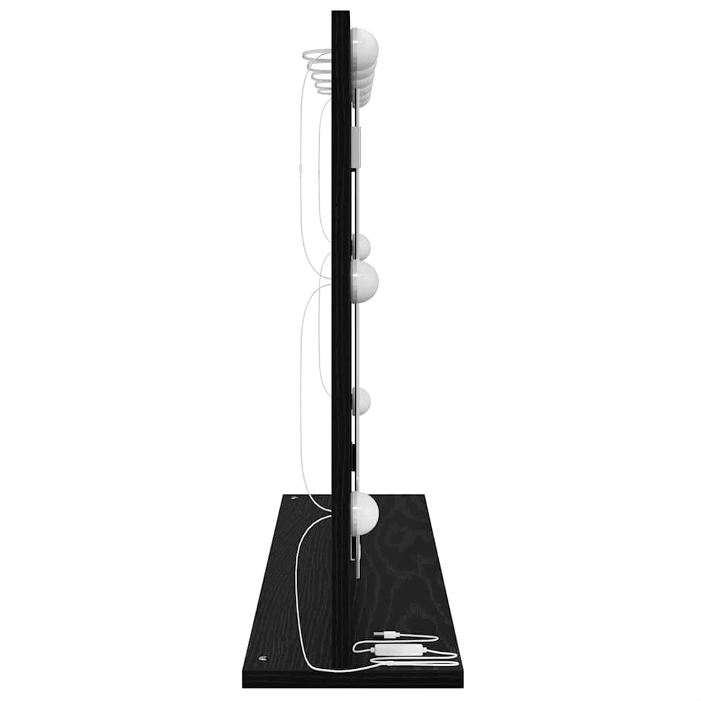 Sminkespeil Svart Eikmed LED-lamper 80x55x18 cm