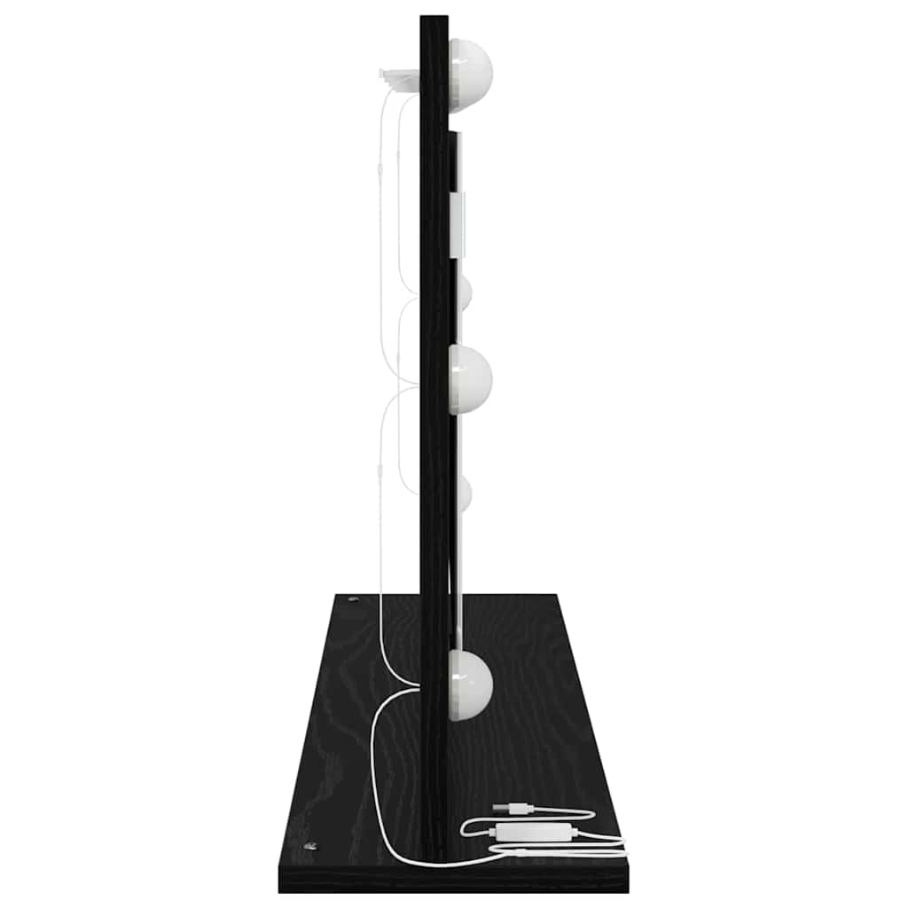 Sminkespeil Svart Eik LED 80x45x18 cm