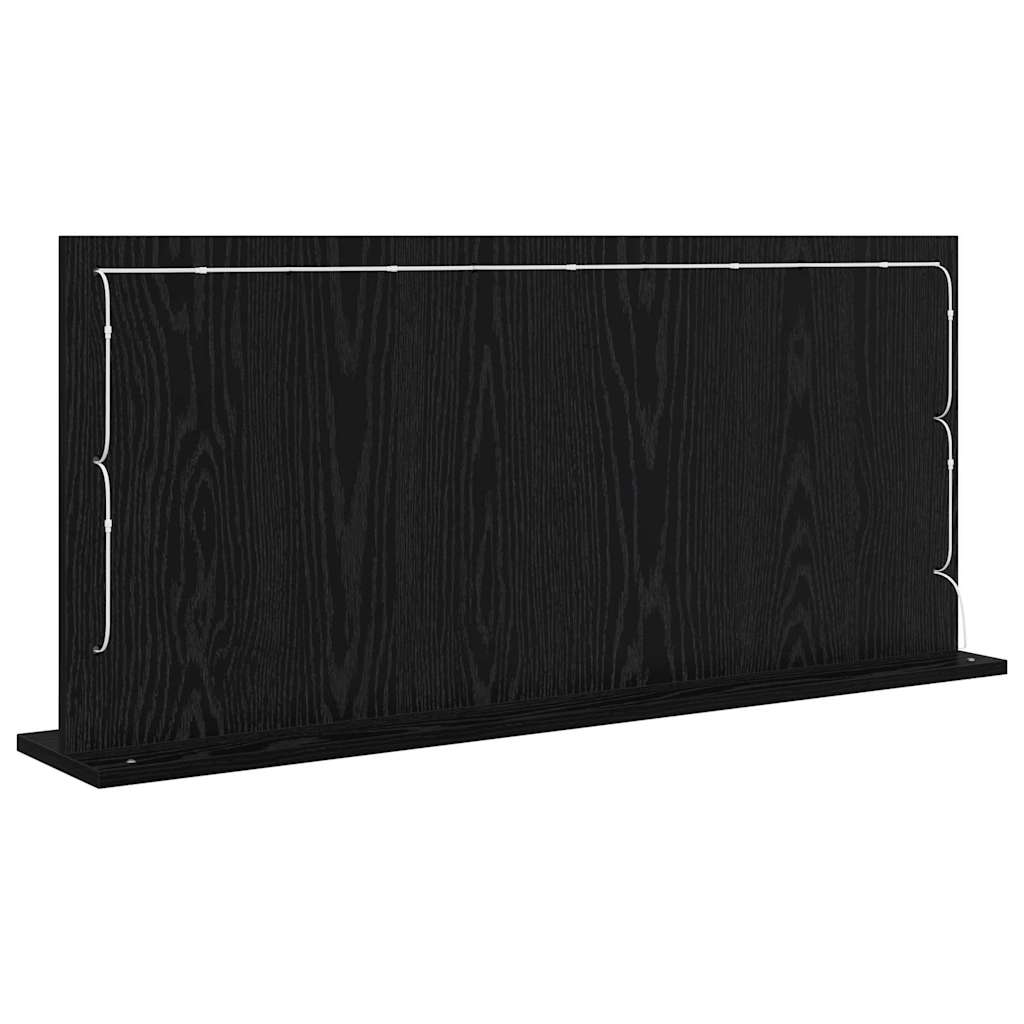 Sminkespeil med LED-lamper Svart Eik 100x45x18 cm