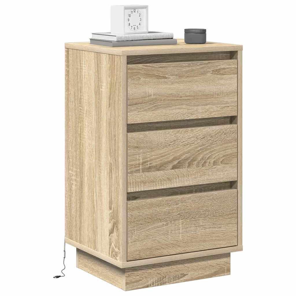 Nattbord Sengbord Sonoma Eik LED 39x34,5x65 cm