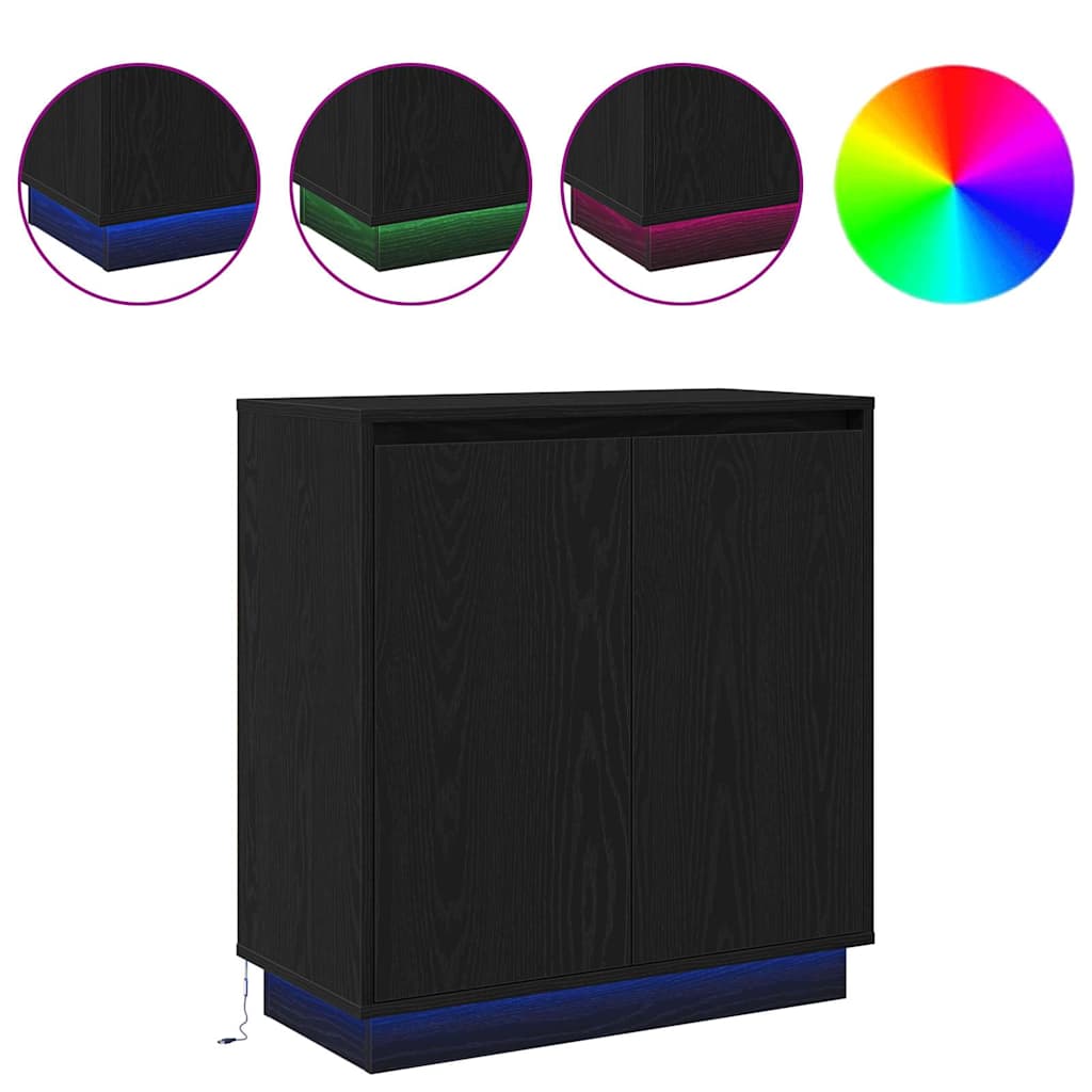 Skjenk Svart Eik LED 71x34,5x75 cm