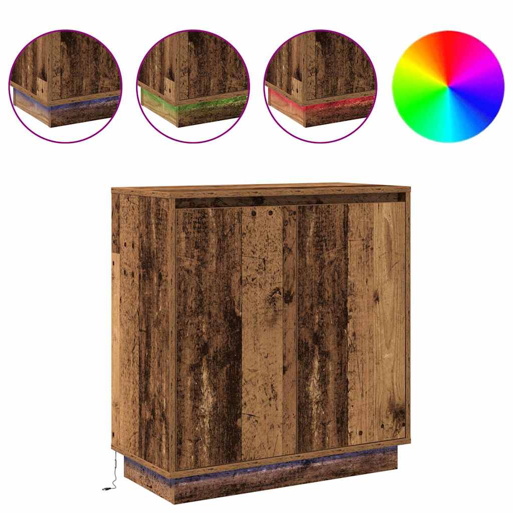 Skjenk Gammelt Tre med LED 71x34,5x75 cm -
