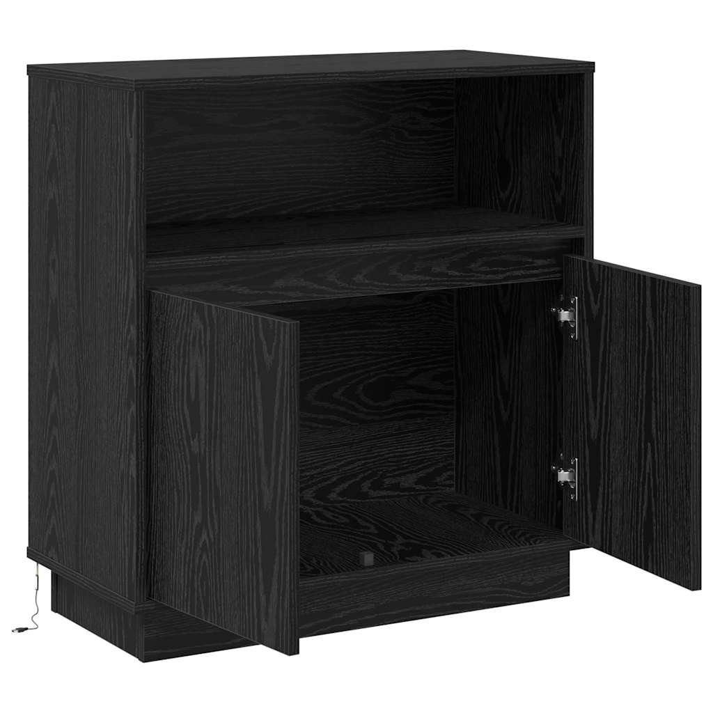 Skjenk Svart Eik med LED 71x34,5x75 cm