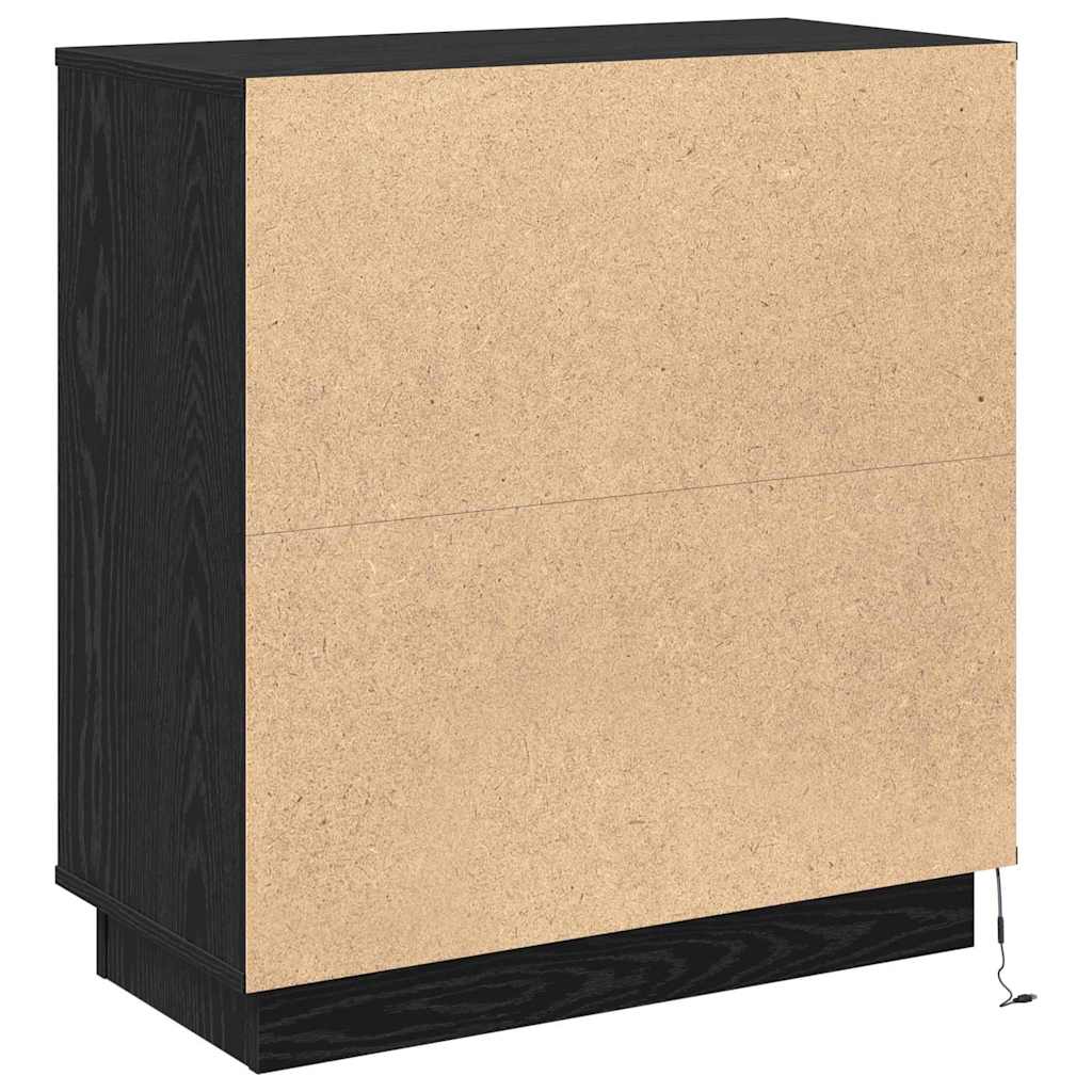 Skjenk Svart Eik med LED 71x34,5x75 cm