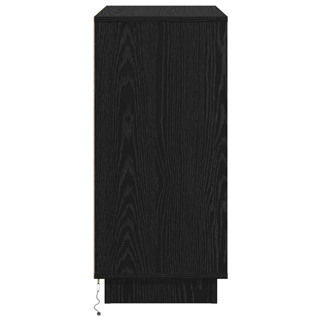 Skjenk Svart Eik med LED 71x34,5x75 cm