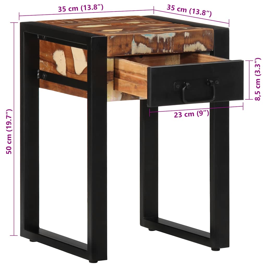 Sidebord Tre flerfarget 35x35x50 cm gjenvunnet heltre