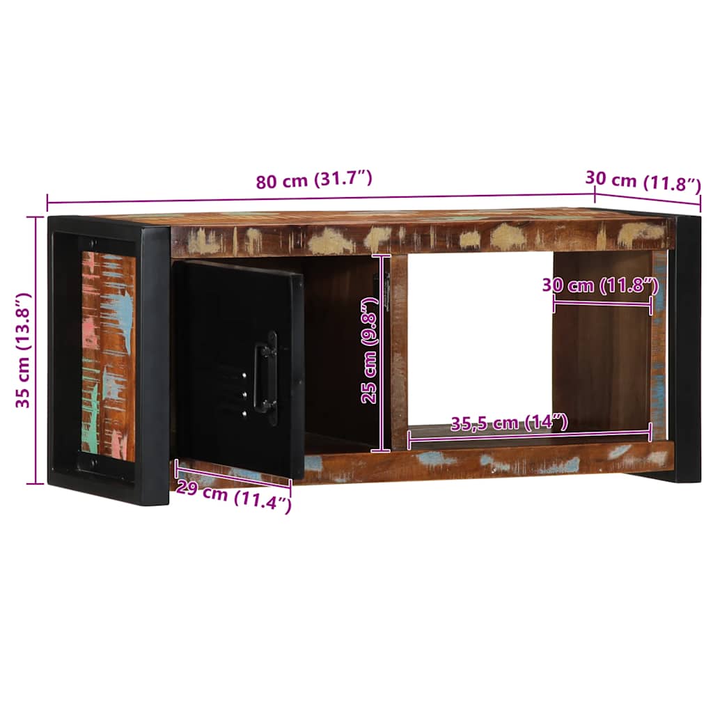 TV-Møbel Tre TV-benk gjenvunnet heltre 80x30x35 cm