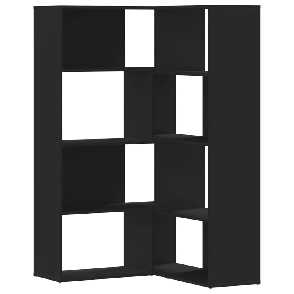 Bokhylle Svart for hjørne 4 etasjer 85x85x140 cm