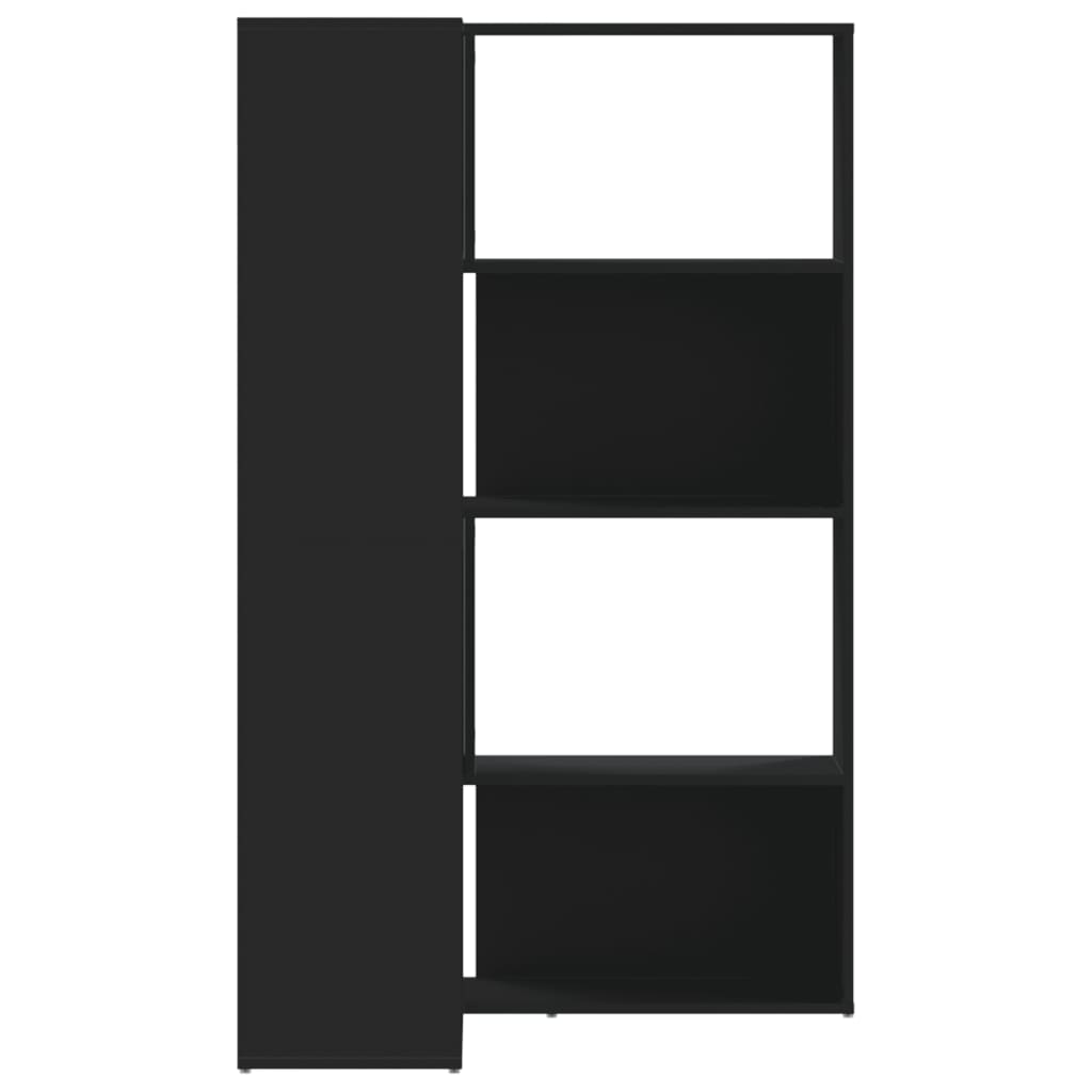 Bokhylle Svart for hjørne 4 etasjer 85x85x140 cm