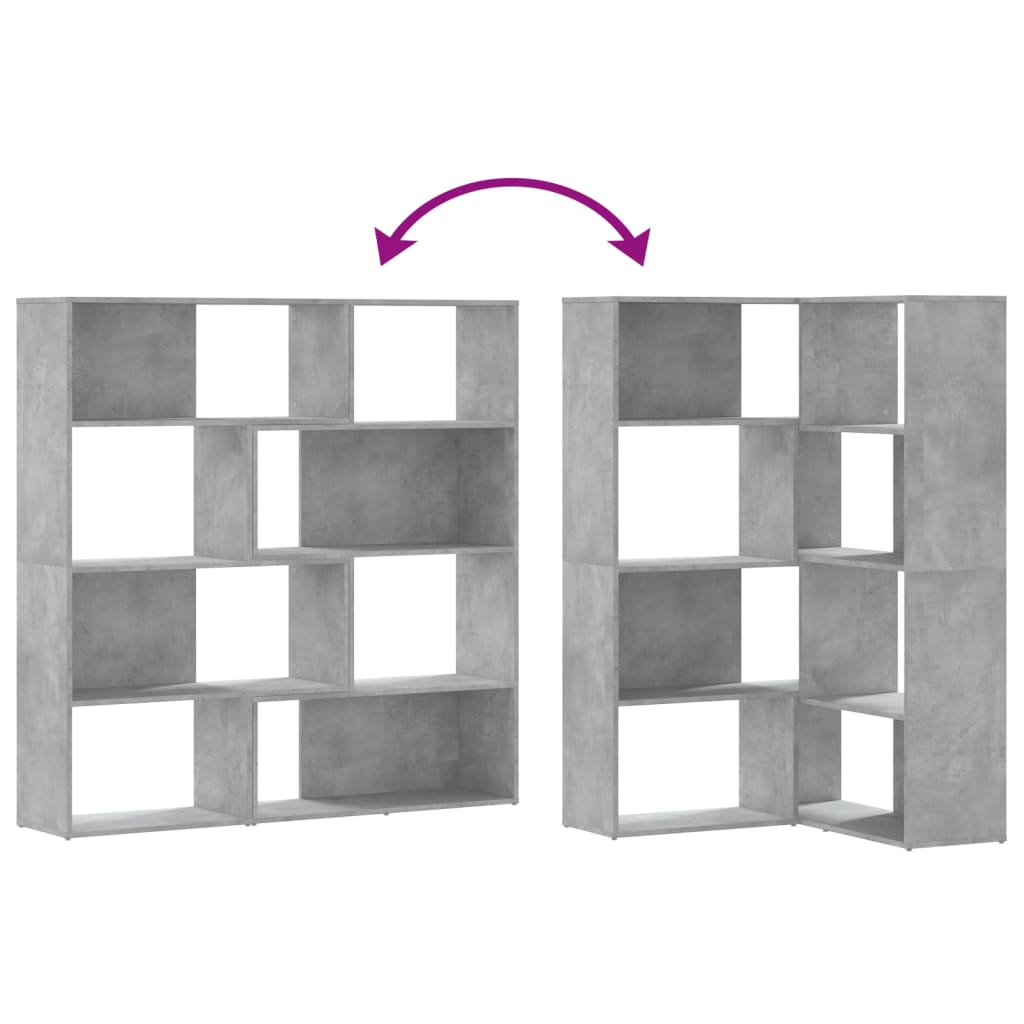 Bokhylle Betonggrå hjørne 4 etasjer 85x85x140 cm