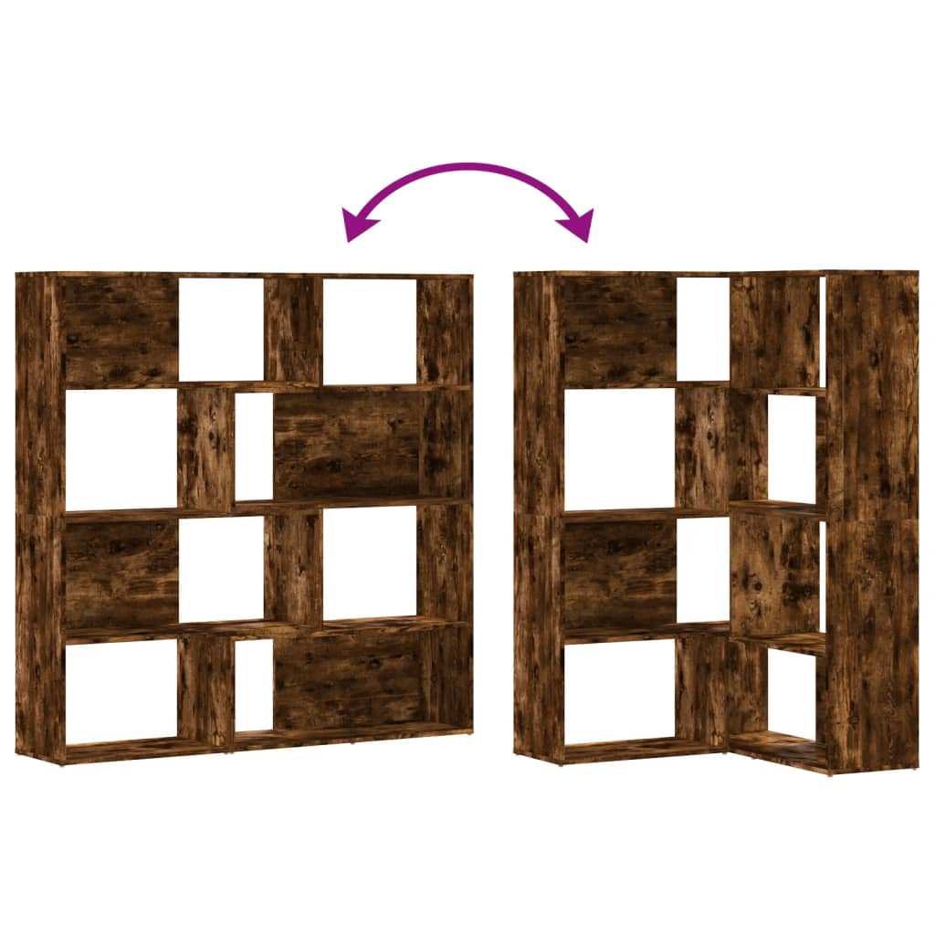 Bokhylle Røkt Eik hjørne 4 etasjer 85x85x140 cm