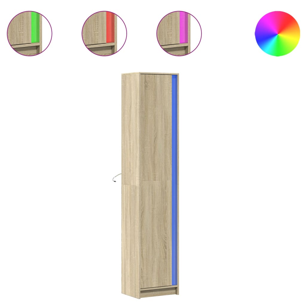 Skap Sonoma Eik med LED 41,5x32,5x200 cm