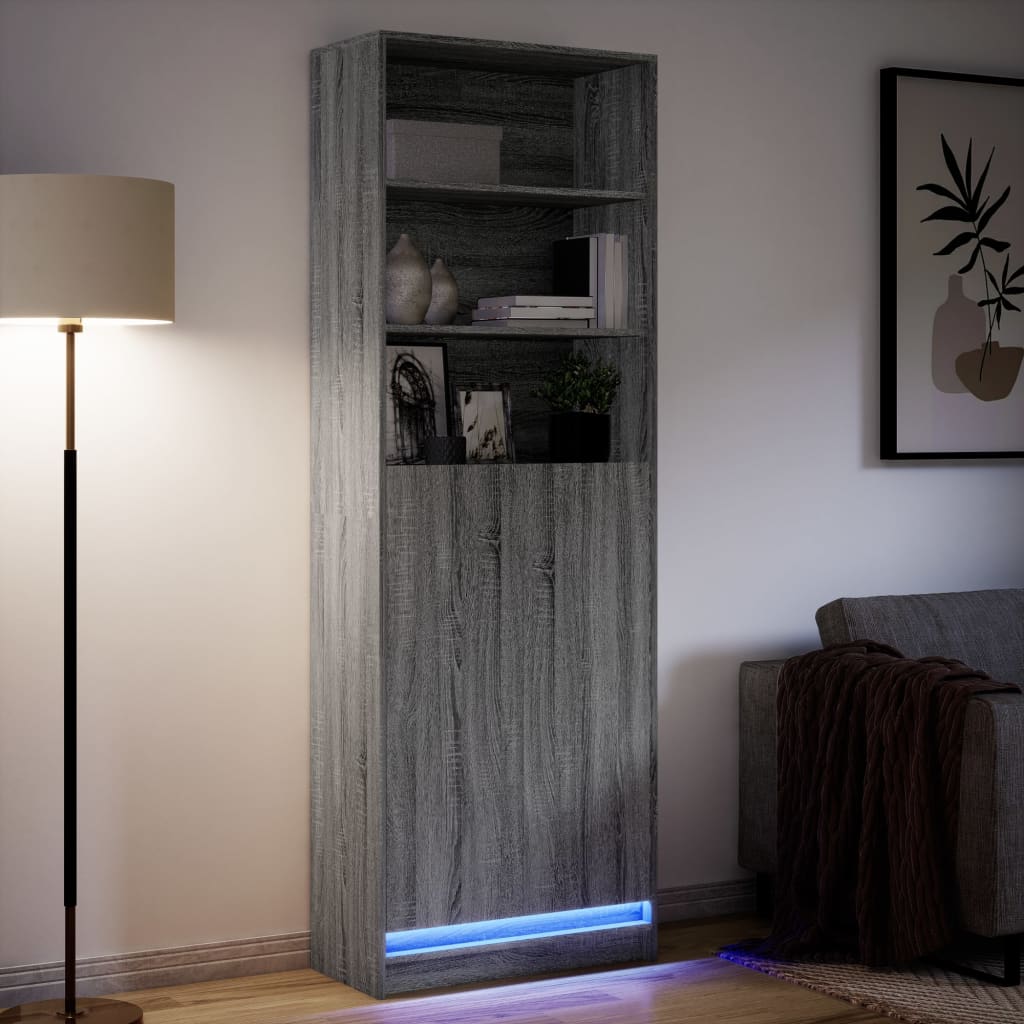Skap Sonoma Grå med LED 69x32,5x200 cm