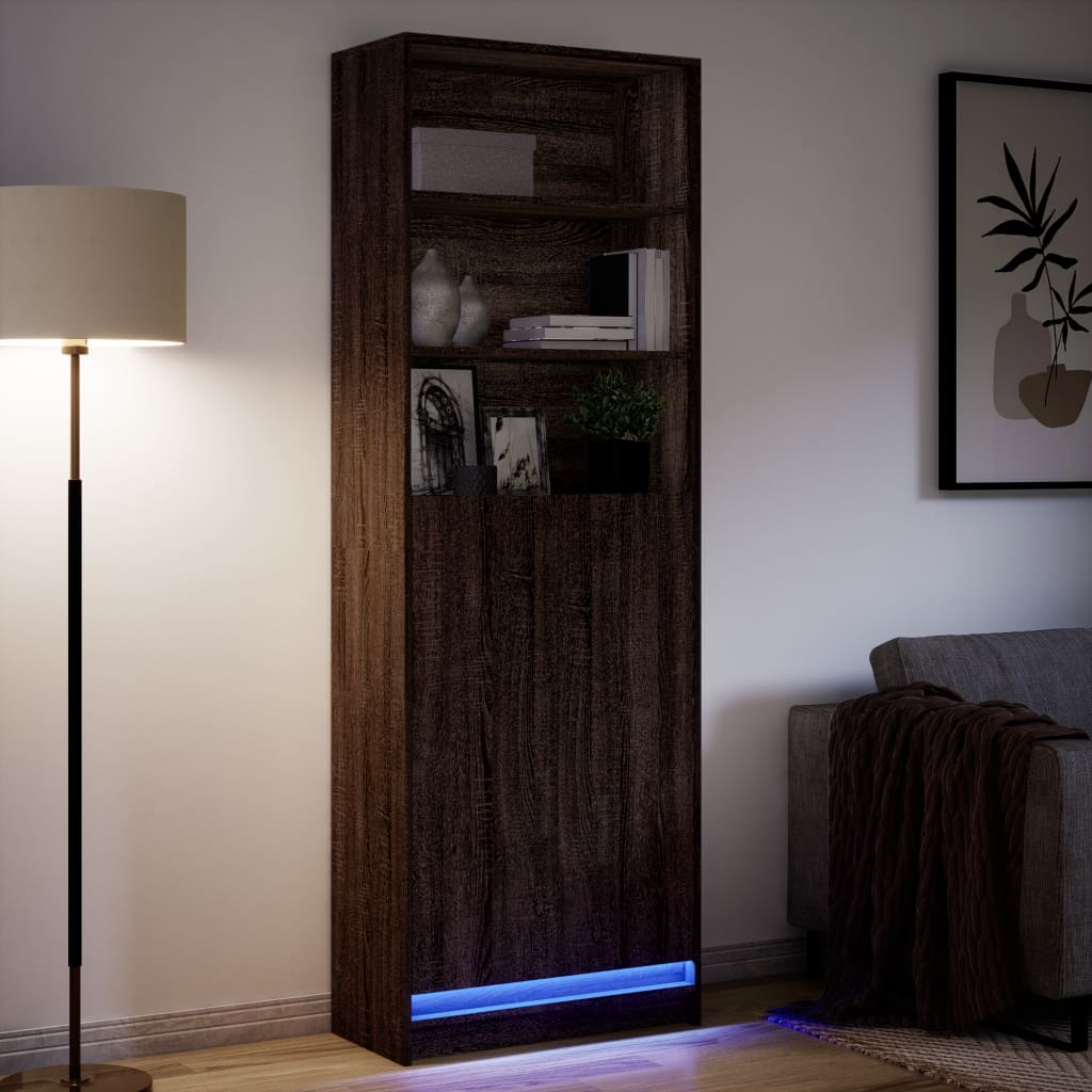 Skap Brun Eik med LED 69x32,5x200 cm
