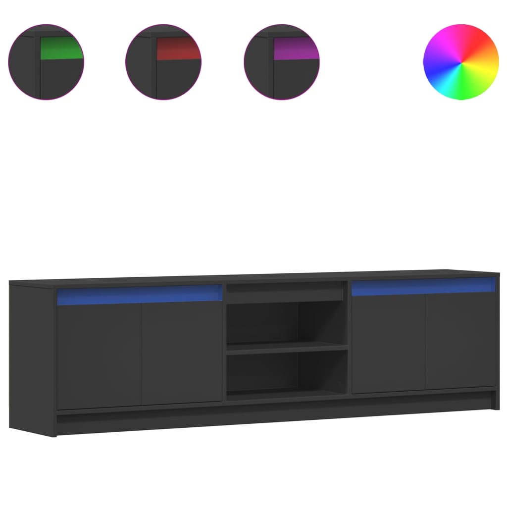 TV-Møbel Svart TV-benk med LED 180x34x50 cm