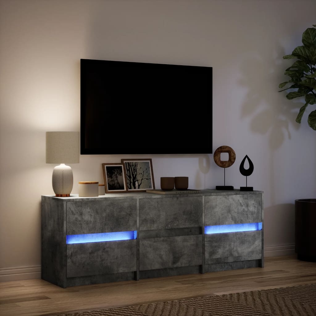 TV-Møbel Betonggrå TV-benk med LED 140x34x50 cm