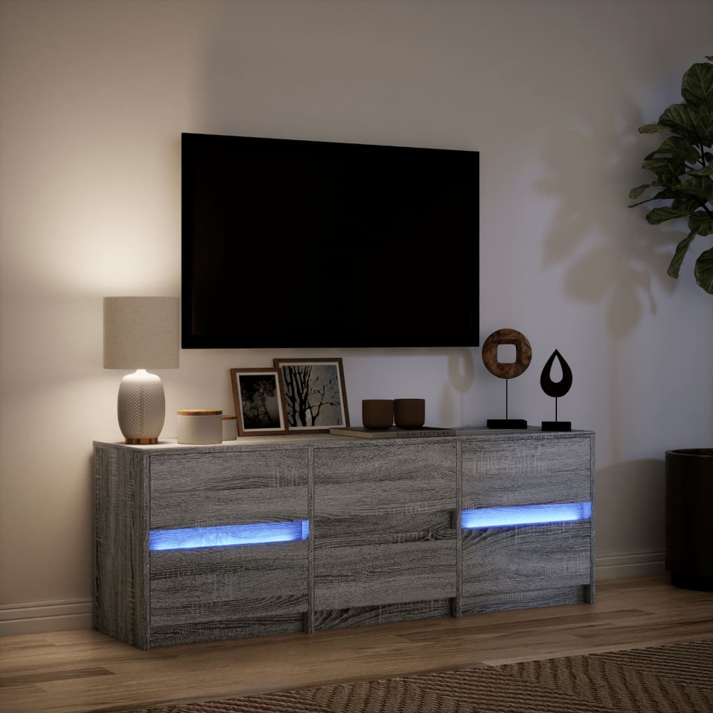 TV-Møbel Sonoma Grå TV-benk med LED 140x34x50 cm