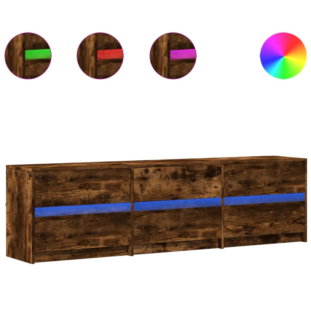 TV-Møbel Røkt EikTV-benk med LED 180x34x50 cm