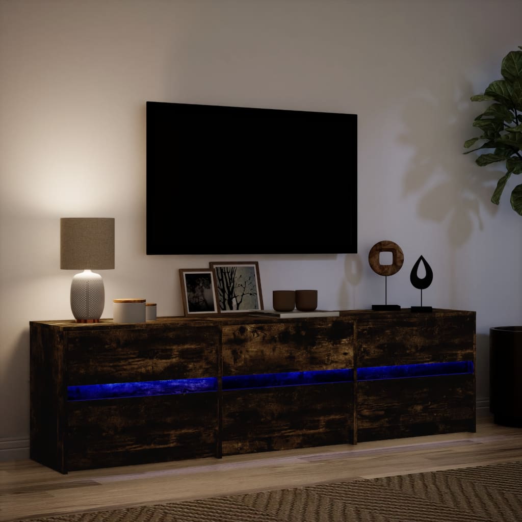 TV-Møbel Røkt EikTV-benk med LED 180x34x50 cm