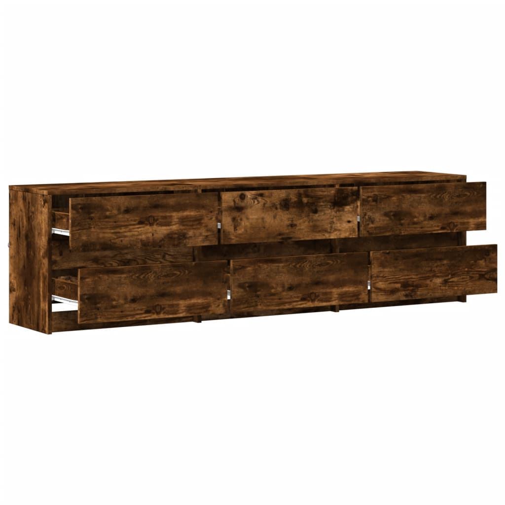 TV-Møbel Røkt EikTV-benk med LED 180x34x50 cm