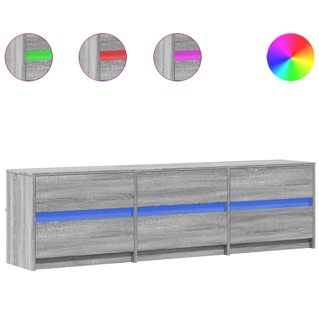 TV-Møbel Sonoma Grå TV-benk med LED 180x34x50 cm