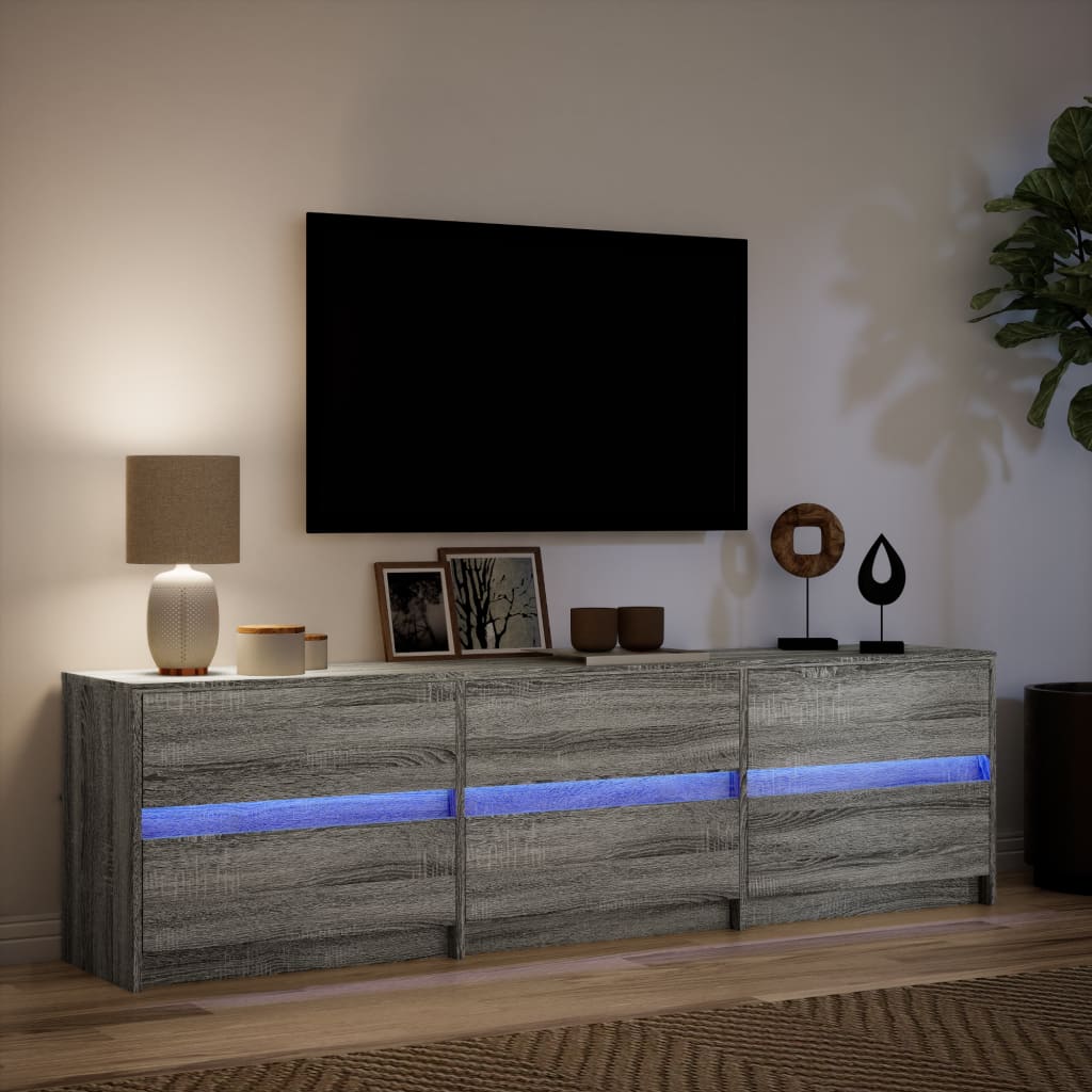 TV-Møbel Sonoma Grå TV-benk med LED 180x34x50 cm