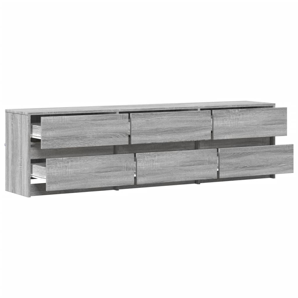 TV-Møbel Sonoma Grå TV-benk med LED 180x34x50 cm