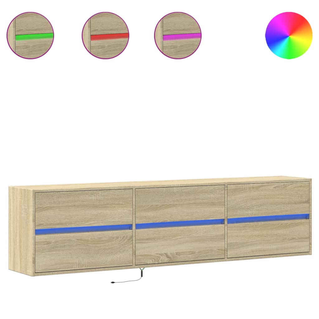 TV-Møbel Sonoma Eik TV-benk med LED 180x31x45 cm